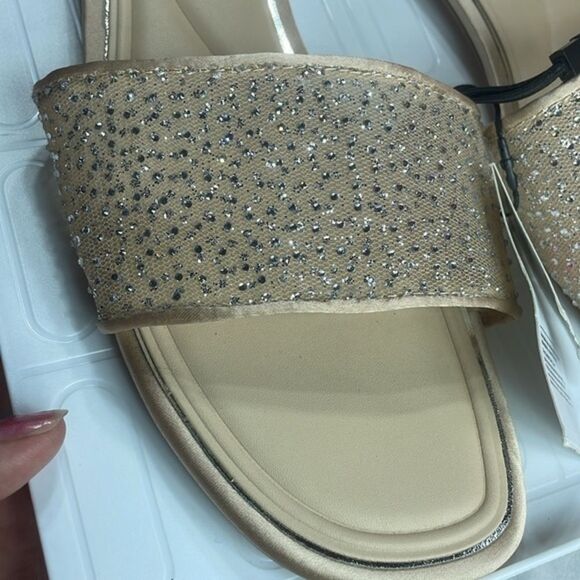 (S1) Zara Rhinestone Flat Sandals Size 10 - Picture 7 of 11
